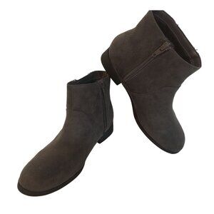 Brash Ankle Bootie Boots Womens Girls Size 5 Gray Faux Suede Star Zip Chelsea